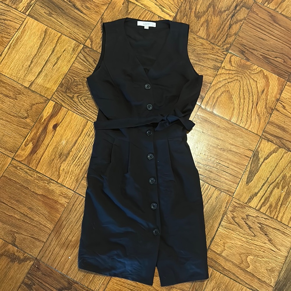 LOFT size 4P black button down dress